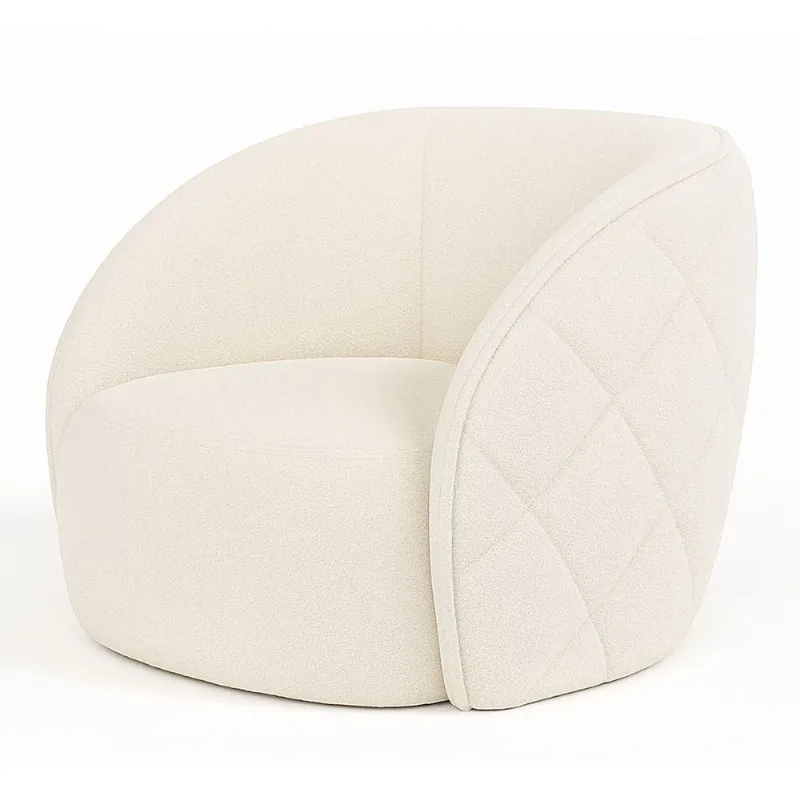 Poltrona Hermon Fixa Boucle com Pés Palito Off White Sallar Home