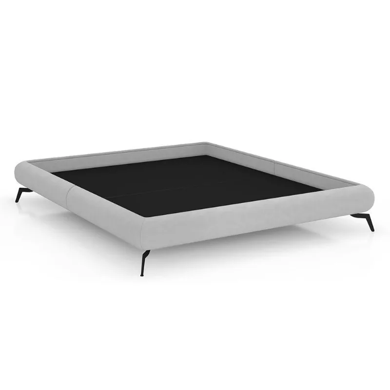 Cama Queen Japonesa Haru Pés Alumínio Madeira Reflorestamento Cinza Clarinho Sallar Home