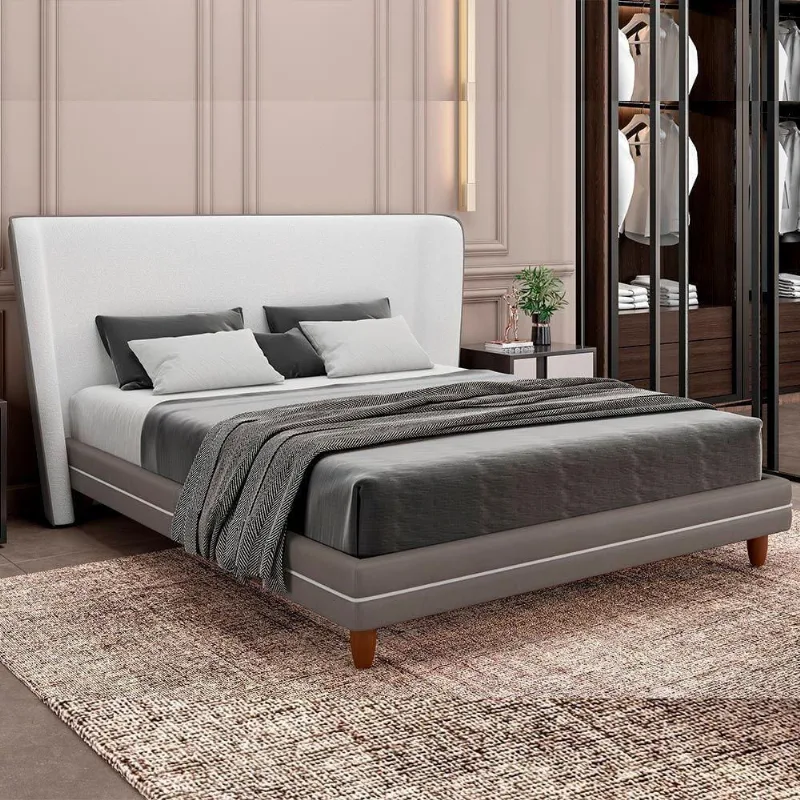 Cama Japonesa Casal Corea com Cabeceira Madeira Cinza Sallar Home