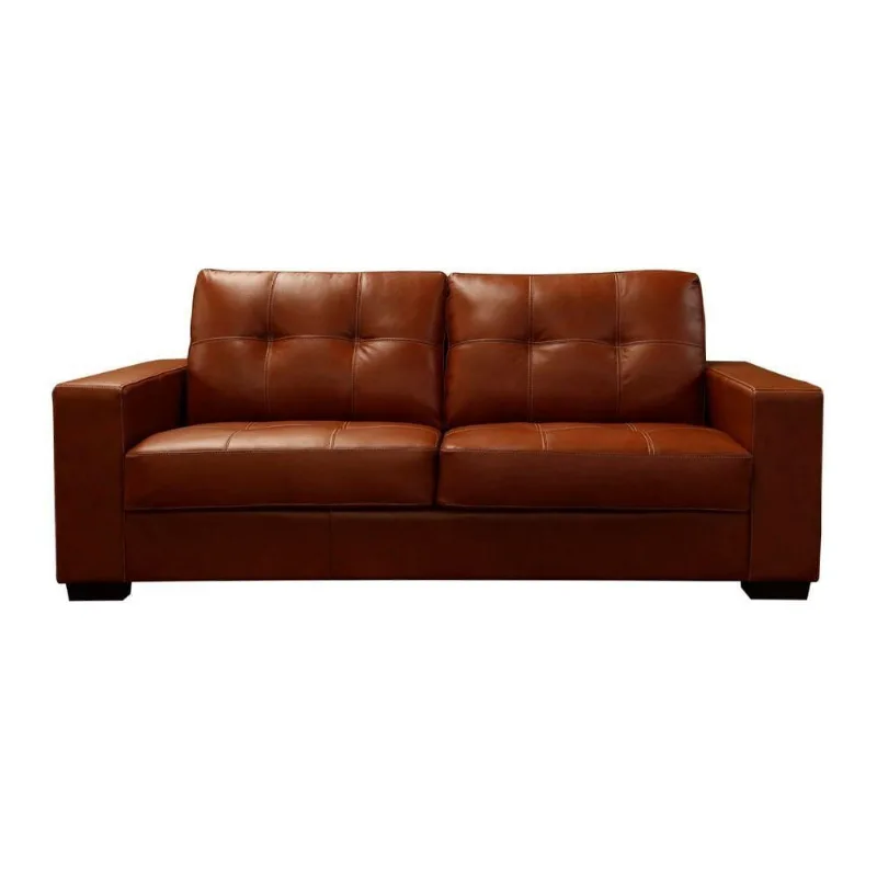 Sofá Olga 2 Lugares Fixo 206CM Marrom Couro Sallar Home para Sala Moderna