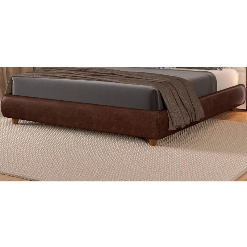 Cama Japonesa Casal Seo com Courino Madeira Eucalipto Marrom Sallar Home