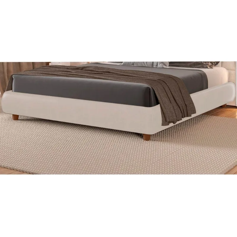 Cama Japonesa Casal Seo com Estofamento Facto Madeira Off White Sallar Home