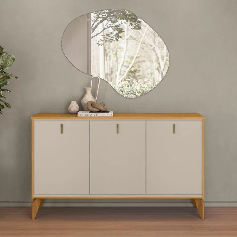 Buffet Aparador Yara Moderno 3 Portas sem Gavetas MDF-MDP 136CM Sallar Home