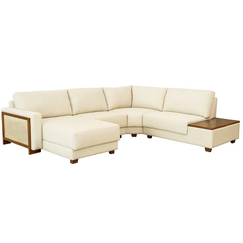 Sofá de Canto Londri 3 Lugares Fixo 324CM Off White Linho Sallar Home