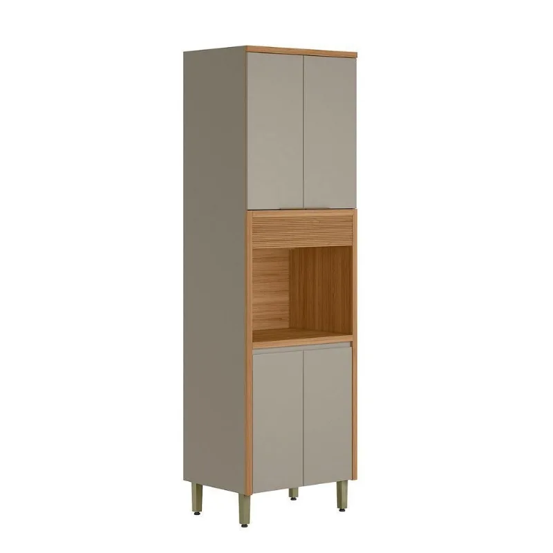 Torre Arya 4 Portas 100% MDF 70CM Jequitibá e Gris Sallar Home