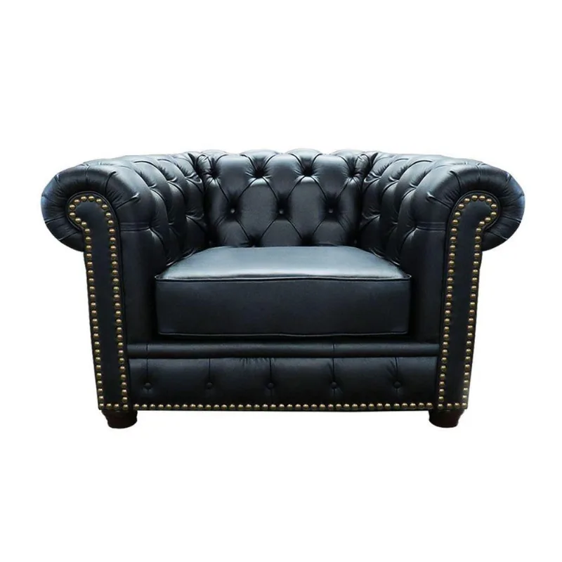 Poltrona Maísa Decorativa em Couro com Estrutura de Madeira Preto Sallar Home