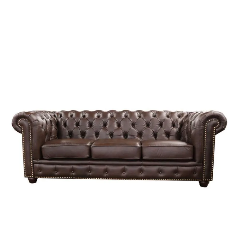 Sofá Maísa 3 Lugares 235CM Creme Couro Capuccino Sallar Home para Sala Estar Moderna