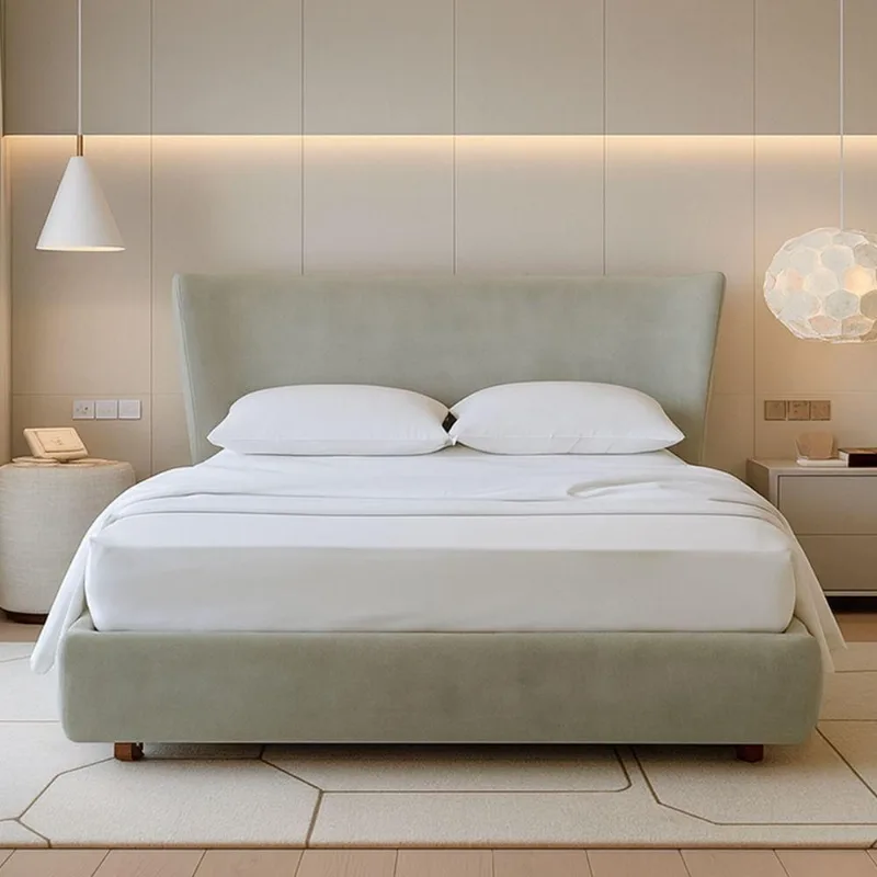 Cama Japonesa Casal Seo com Cabeceira Veludo Nobre Madeira Verde Clarinho Sallar Home