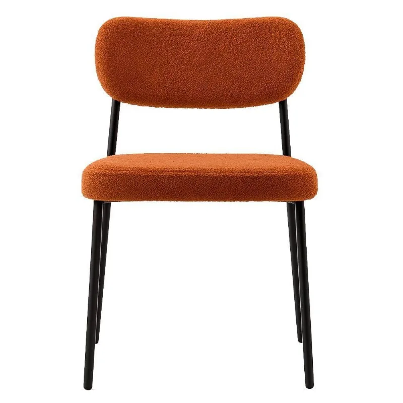 Cadeira Lilly com Estrutura de Madeira e Estofado Boucle Terracota Sallar Home