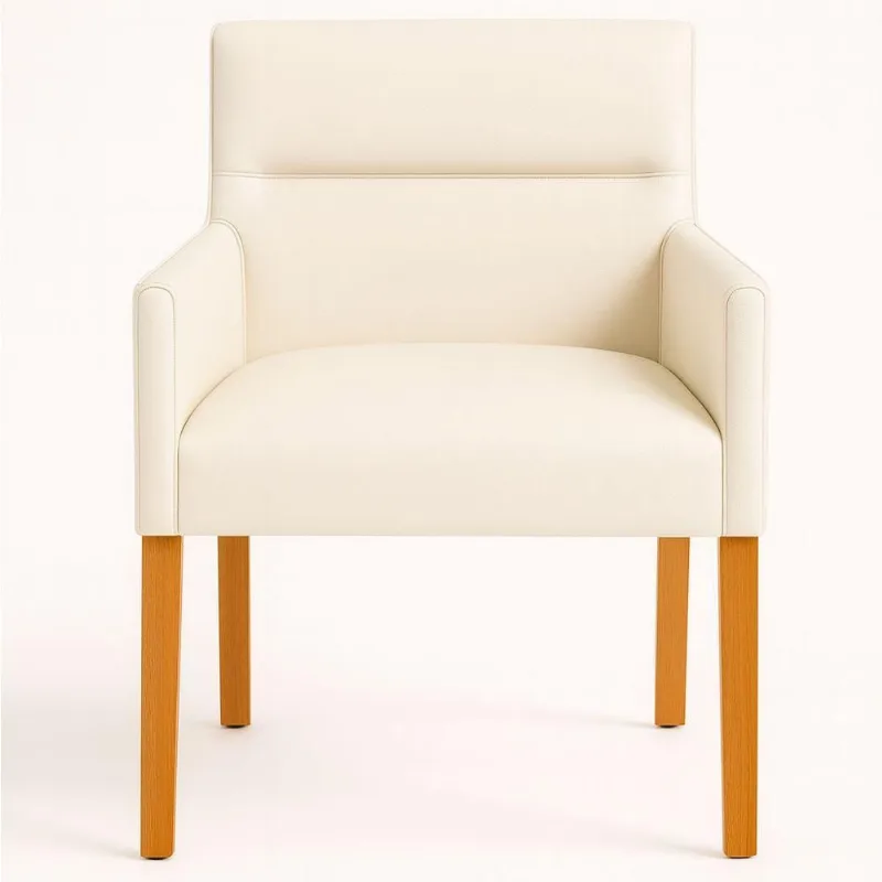 Cadeira Bella Estrutura em Madeira Estofado em Courino Off-white Sallar Home
