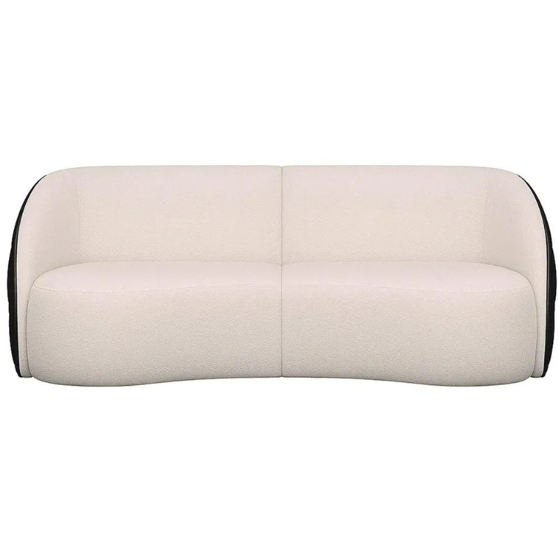 Sofá Curvo Hermon 3 Lugares Fixo 318CM Off White Boucle e Courino