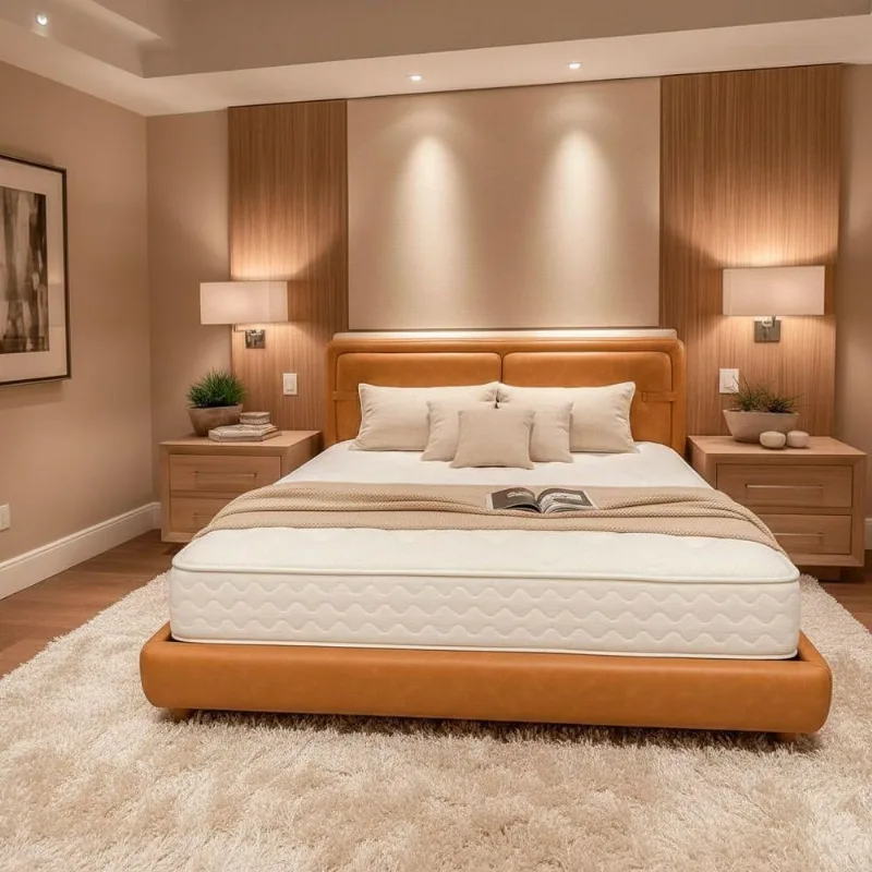 Cama Japonesa Casal Seo Yun com Cabeceira Madeira Eucalipto Caramelo Sallar Home