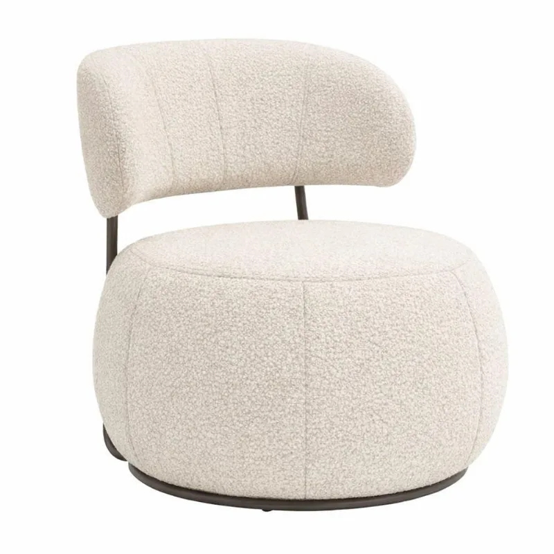 Poltrona Nuvem Decorativa em Bouclé com Estrutura de Aço Off White Sallar Home