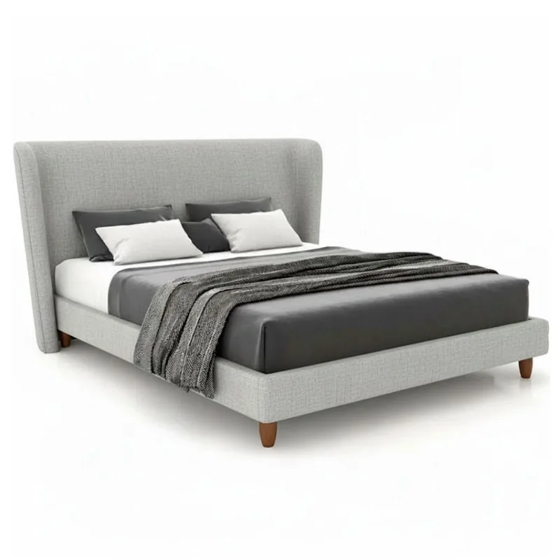 Cama Japonesa Casal Corea com Cabeceira Madeira Cinza Claro Sallar Home