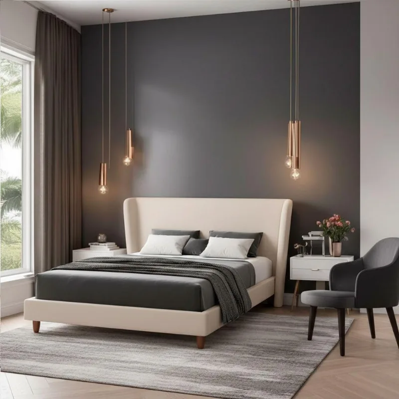 Cama Japonesa Casal Corea com Cabeceira Madeira Off White Sallar Home