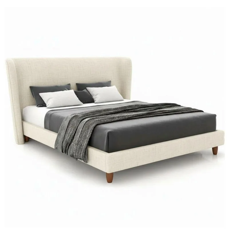 Cama Japonesa King Corea com Cabeceira Madeira de Eucalipto Off White Sallar Home