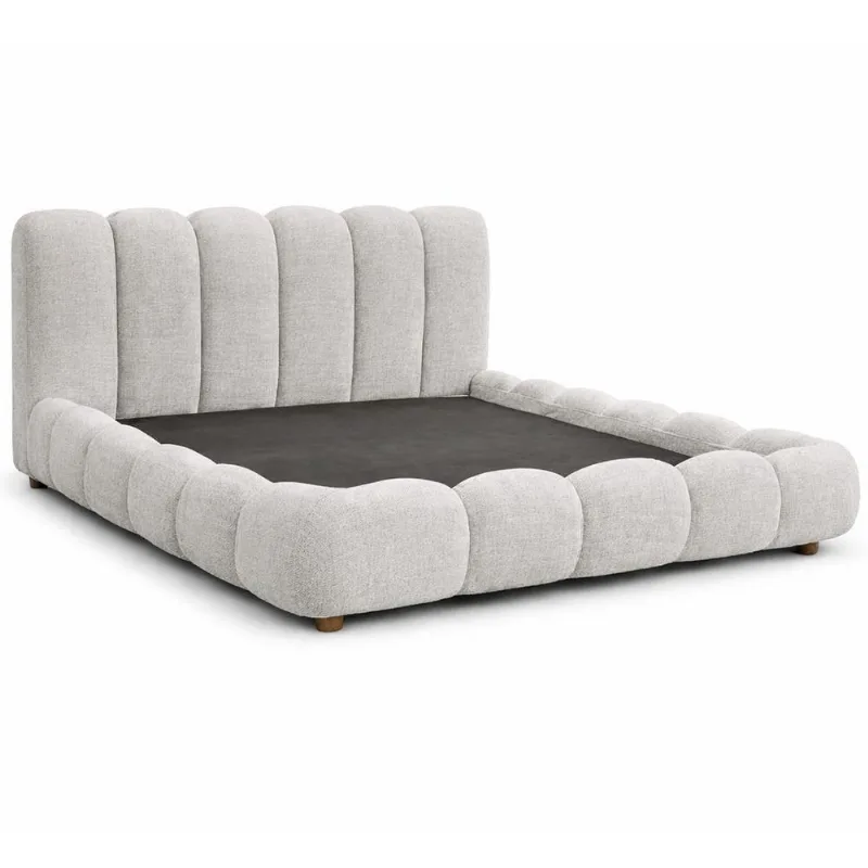 Cama Japonesa Queen Nuvem com Cabeceira Estofada em Linho Cinza Claro Sallar Home