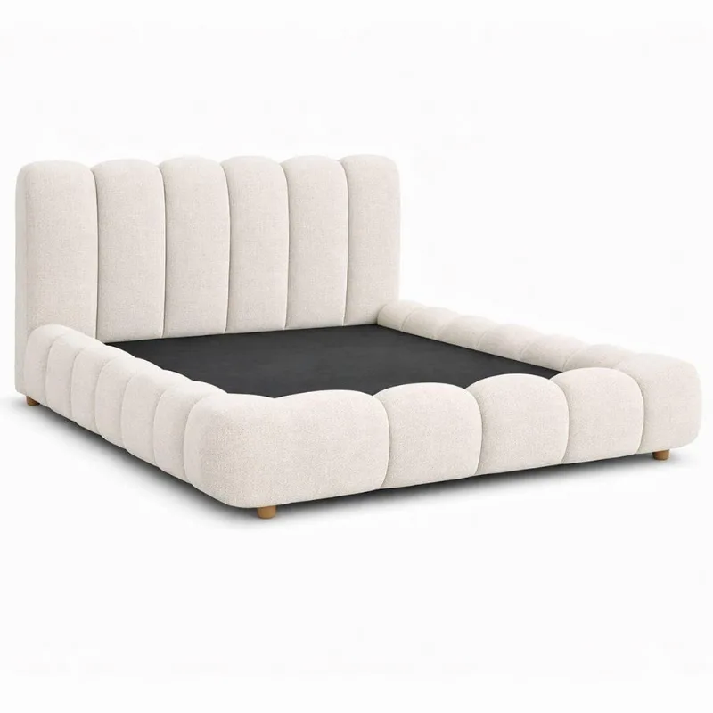 Cama Japonesa Casal Nuvem com Cabeceira Alta Estofada Off White Sallar Home