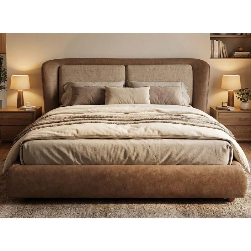 Cama Japonesa Queen Seo com Cabeceira Blind Estrutura Madeira Eucalipto Marrom Sallar Home
