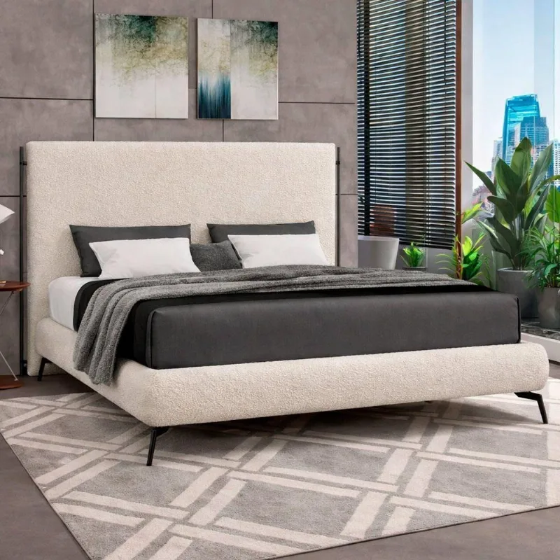 Cama Japonesa King Almeriaharu com Cabeceira Madeira Off White Sallar Home