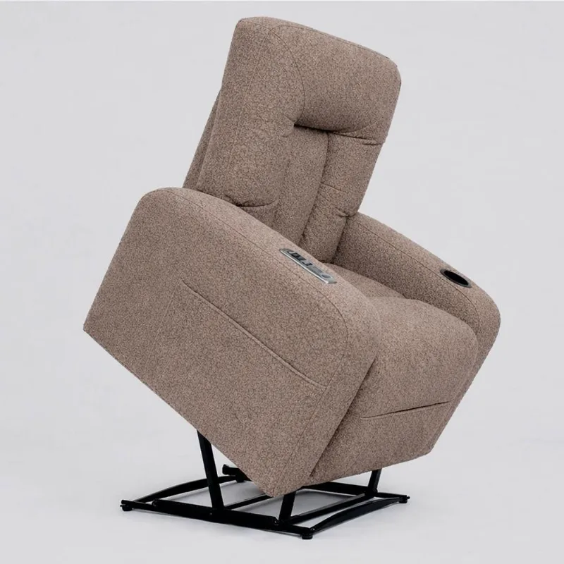 Poltrona Lift Rover Reclinável Elétrica com Elevação Bouclé Confortável Marrom Sallar