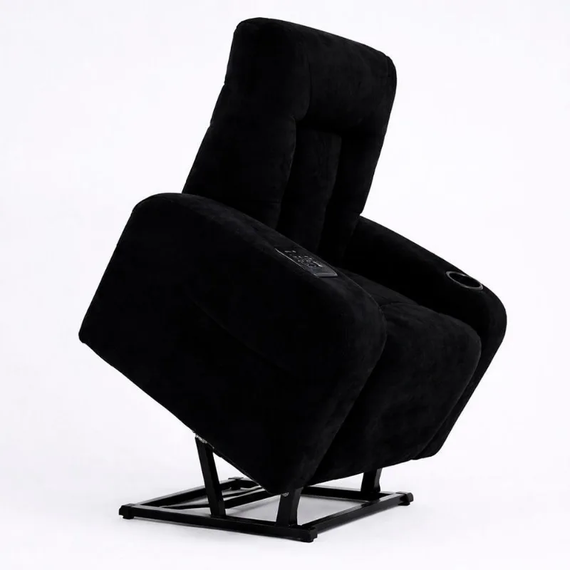 Poltrona Lift Rover Reclinável Elétrica Veludo Confortável Preto Sallar Home