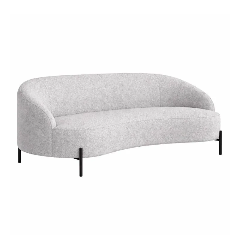 Sofá Pluma 3 Lugares 230CM Cinza Bouclé Estrutura Madeira Sallar Home