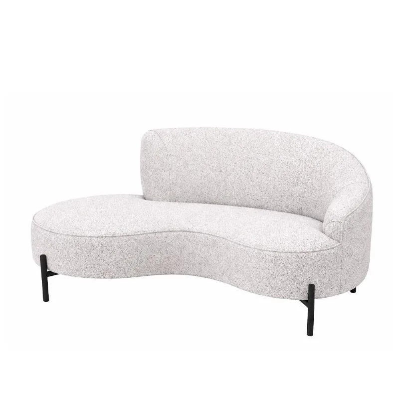 Sofá Curvo Billini 3 Lugares 210CM Cinza Bouclé Braço Esquerdo Sallar Home