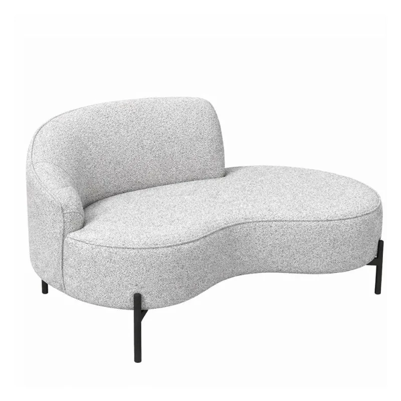 Sofá Curvo Billini 3 Lugares Fixo 230CM Cinza Bouclé Sallar Home Estrutura Madeira