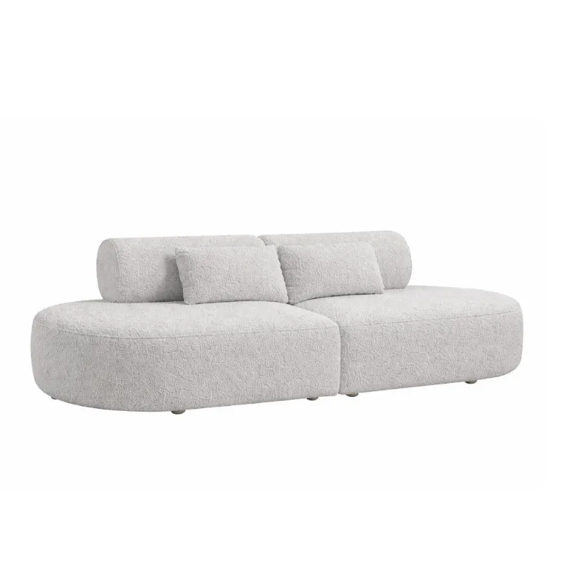 Sofá Orgânico Bi Partido Serina 4 Lugares 260CM Cinza Bouclé Sallar Home