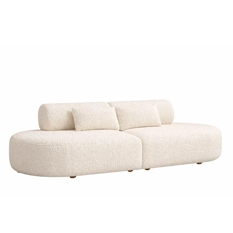 Sofá Orgânico Bi Partido Serina 3 Lugares 230CM Off White Bouclé Sallar
