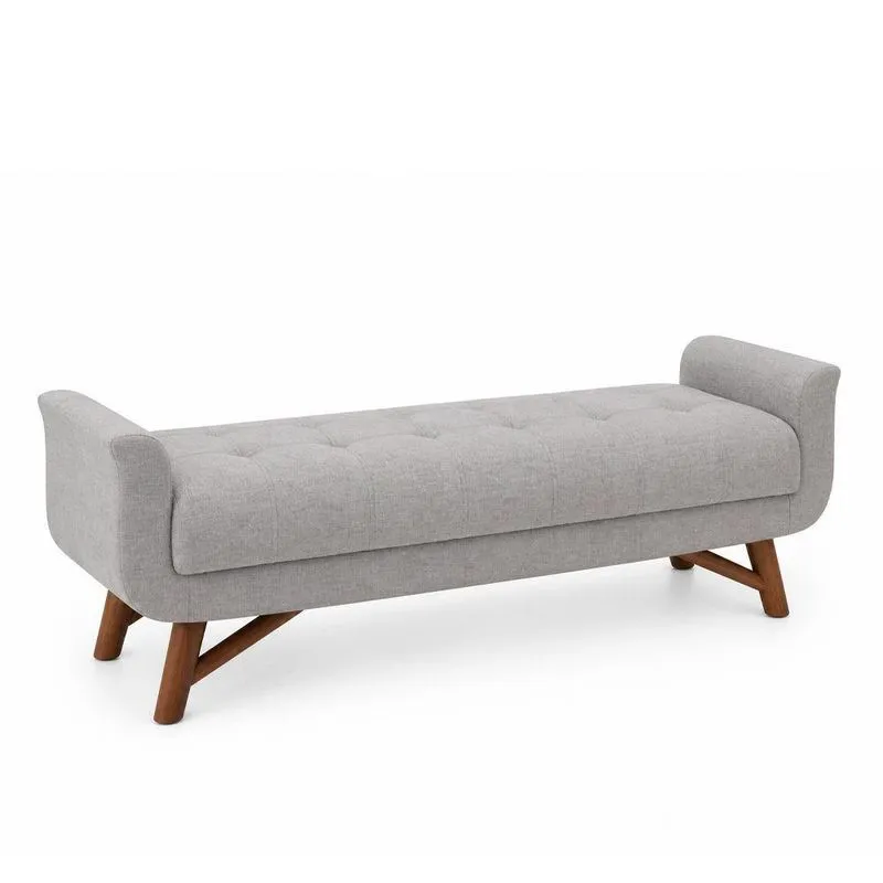 Puff Recamier Andros 195cm Estrutura Mdf-mdp Revestimento Linho Cinza