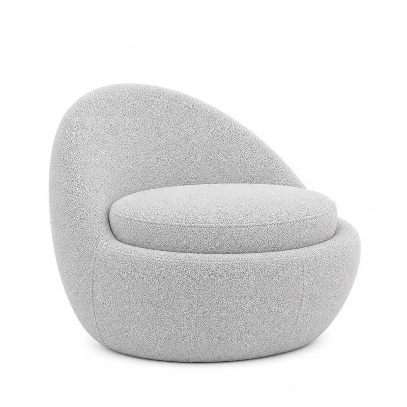Poltrona Noah Decorativa Com Estofamento Bouclé E Pés Palito Cinza Sallar Home