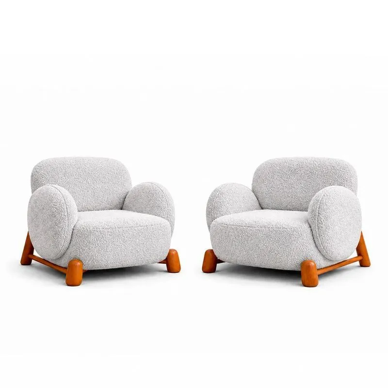 Poltrona Maysa Decorativa Com Estofamento Em Bouclé E Pés Palito Cinza Sallar Home