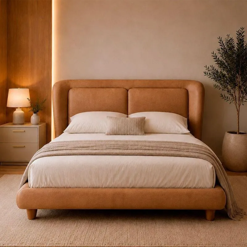 Cama Japonesa Queen Haru com Cabeceira Blind Madeira Caramelo Sallar Home