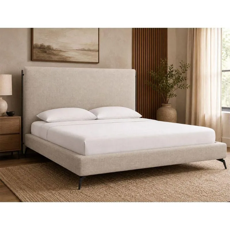 Cama Japonesa Casal Almeria Corea Com Cabeceira Madeira Bege Sallar Home 148cm