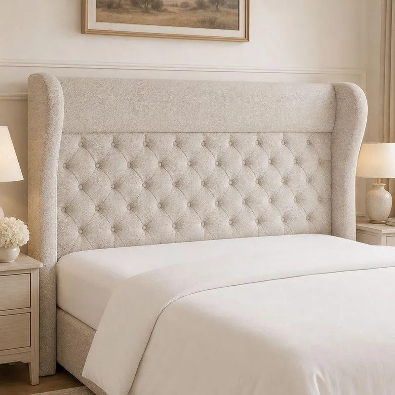 Cabeceira Casal Bono 158cm Madeira Maciça Linho Bege Sallar Home