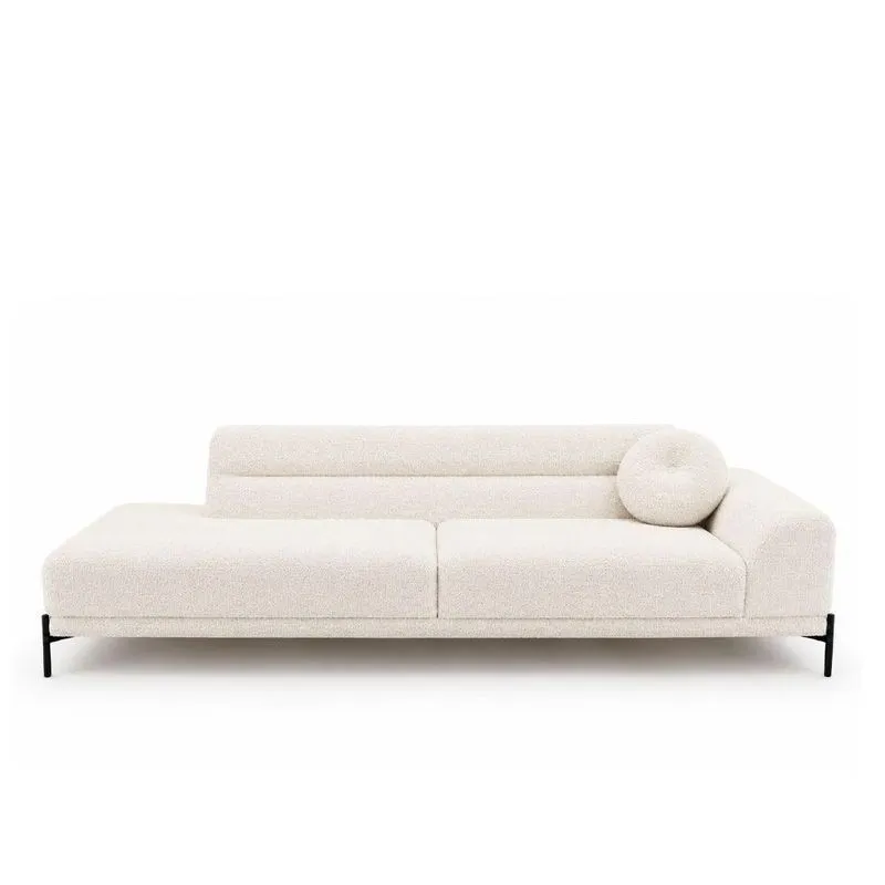 Sofá Arezzo 3 Lugares Fixo 230cm Terminal Direito Off White Boucle Sallar Home