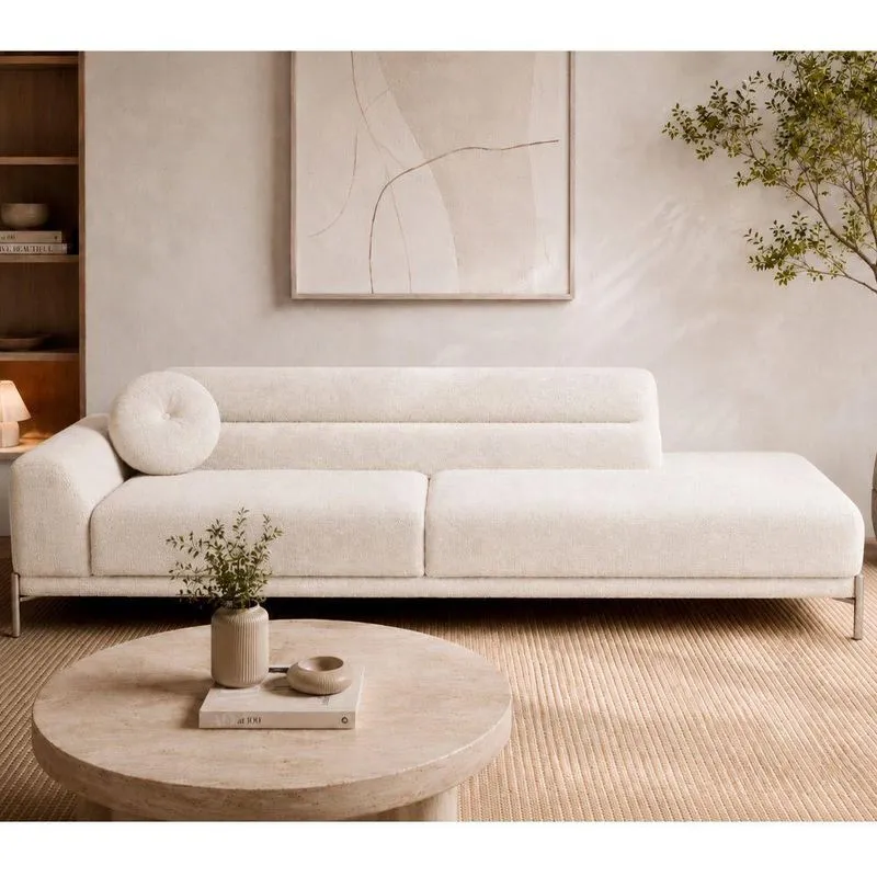 Sofá De Canto Arezzo 3 Lugares Fixo 210cm Off White Sallar Home