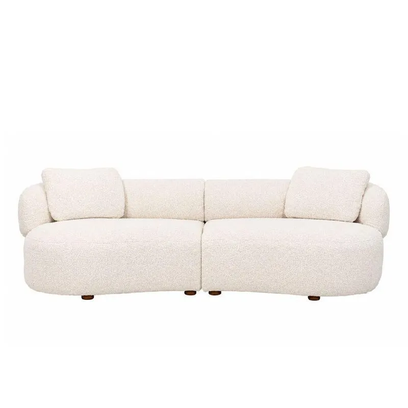 Sofá Lunna 3 Lugares 260CM Off White Bouclé Moderno Estrutura Madeira Sallar Home