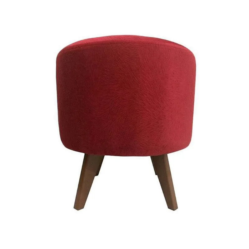 Puff Pé Palito Redondo Não é Segredo Suede Animale Vermelho