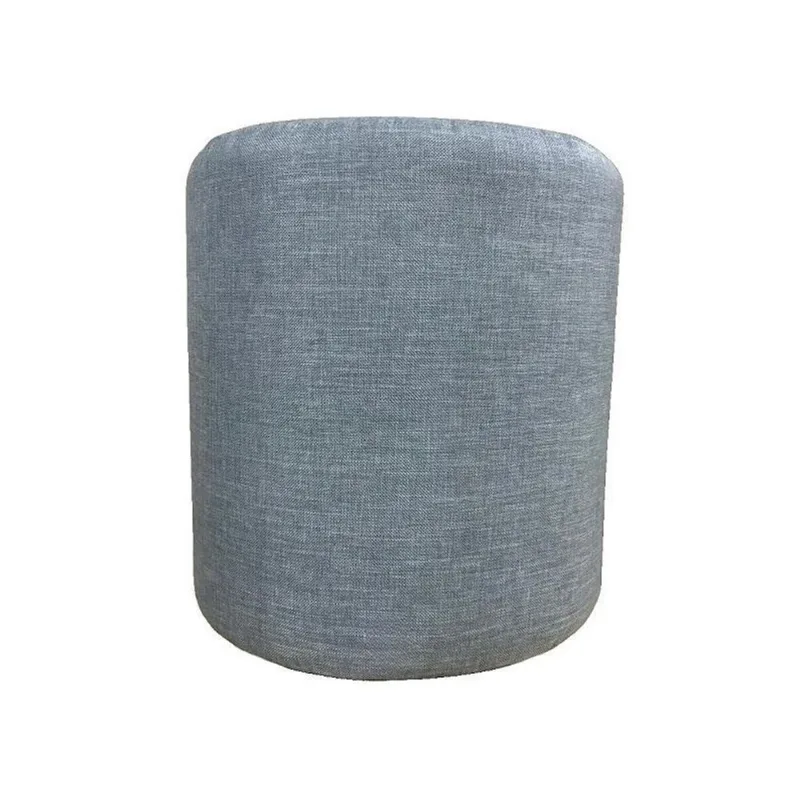 Puff Redondo Não é Segredo Linho Cinza Pé Fixo 40X45