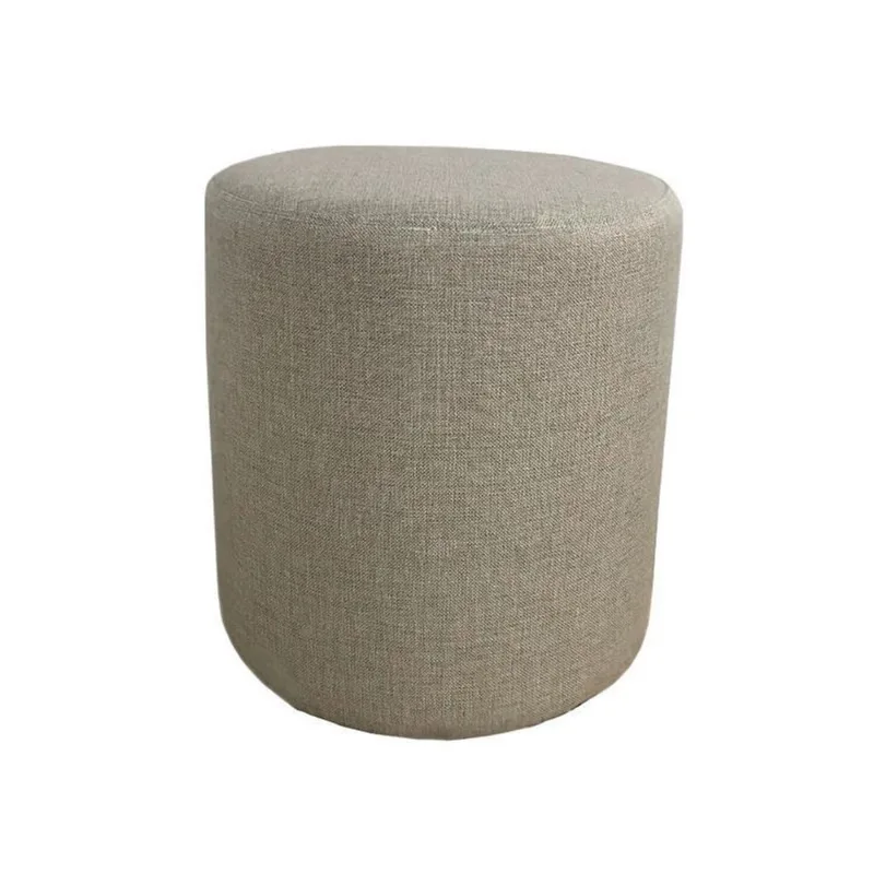 Puff Redondo Não é Segredo Linho Palha Pé Fixo 40X45