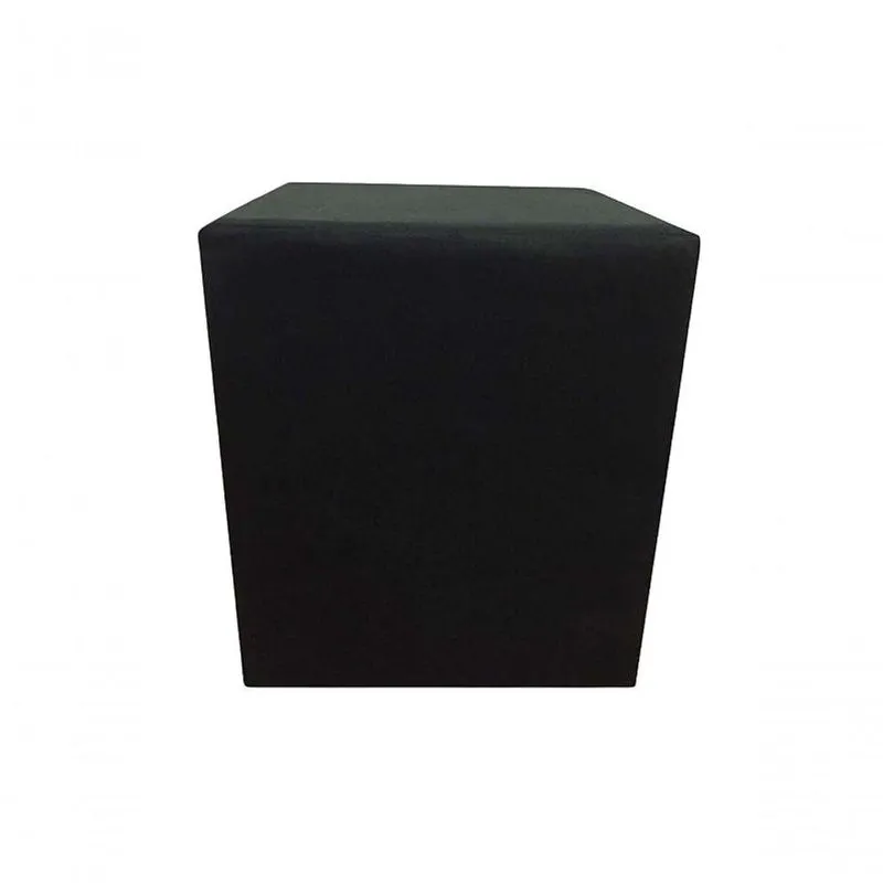 Puff Quadrado Não É Segredo Veludo Preto Rodinha 40x45 Nspq07tv-r