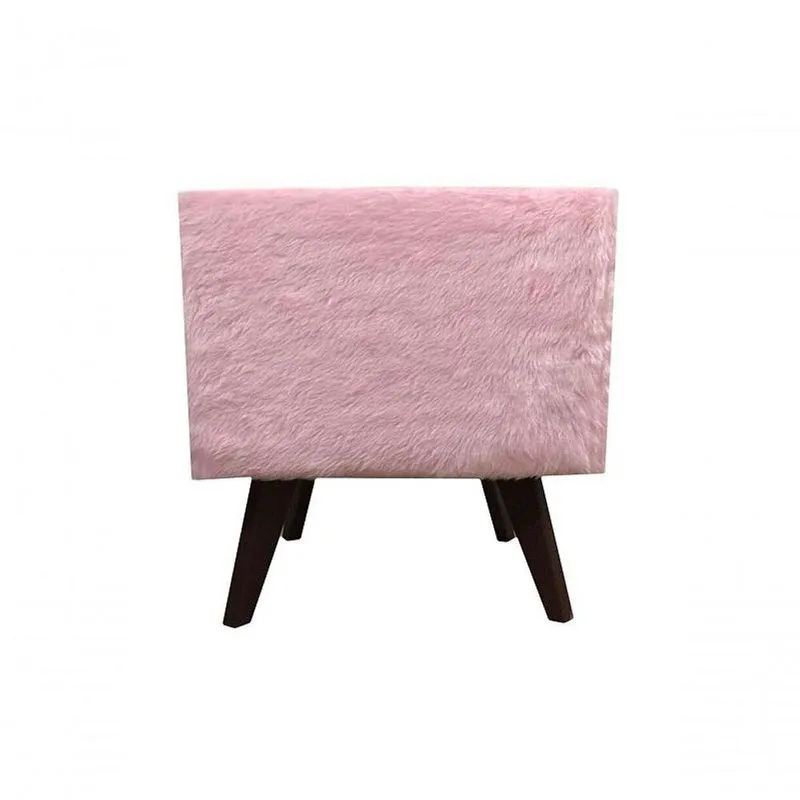 Puff Pé Palito Quadrado Não É Segredo Astracan Pelúcia Rosa Pés Marrom 40x45