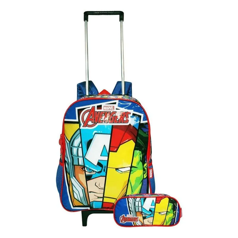 Kit Mochila Vingadores Avengers Escolar Rodinhas