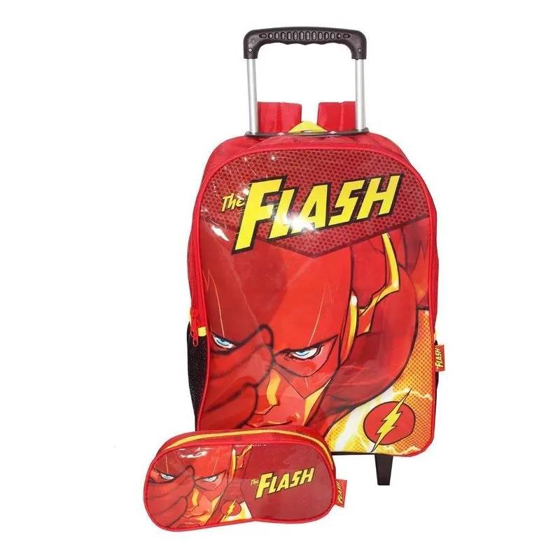 Kit Mochila Flash + Estojo Infantil Rodinhas Escolar