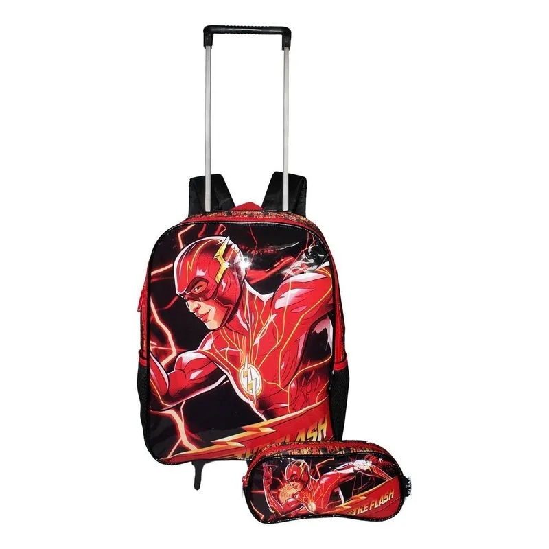 Kit Mochila The Flash Rodinhas Escolar Meninos