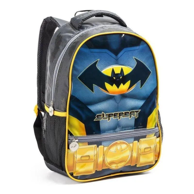 Mochila Infantil Tipo Batman Masculina Costas Escolar Denlex