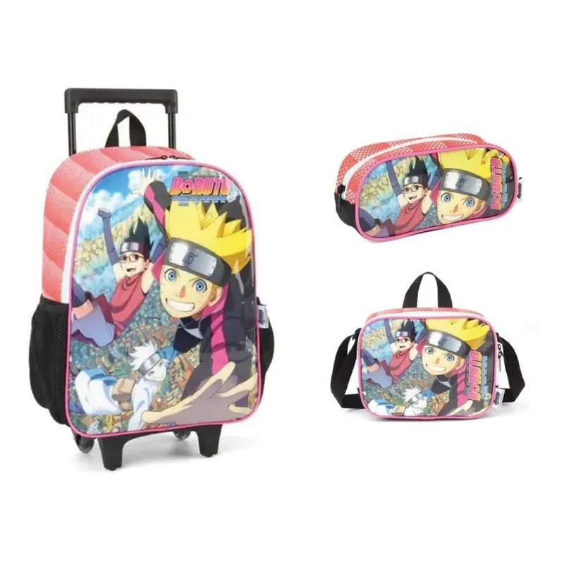 Kit Mochila Naruto Boruto Rodinhas Infantil Grande